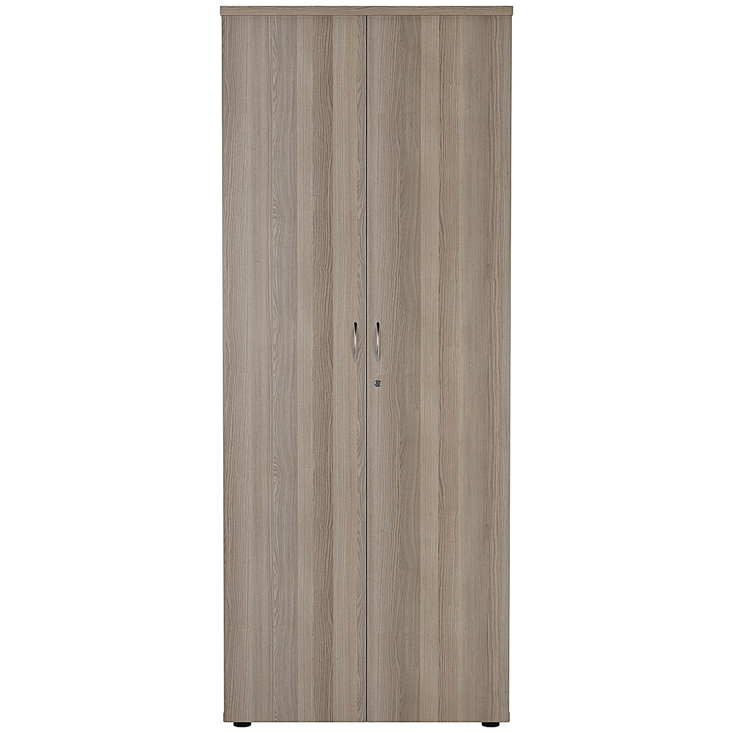 First Extra Tall Wooden Cupboard, 4 Shelves, 2000mm High, Grey Oak