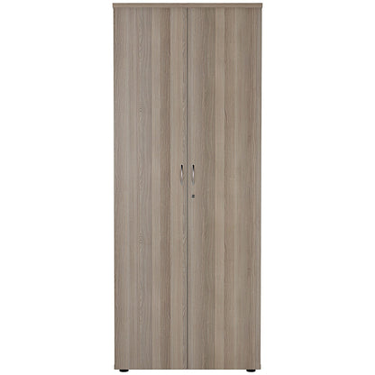 First Extra Tall Wooden Cupboard, 4 Shelves, 2000mm High, Grey Oak
