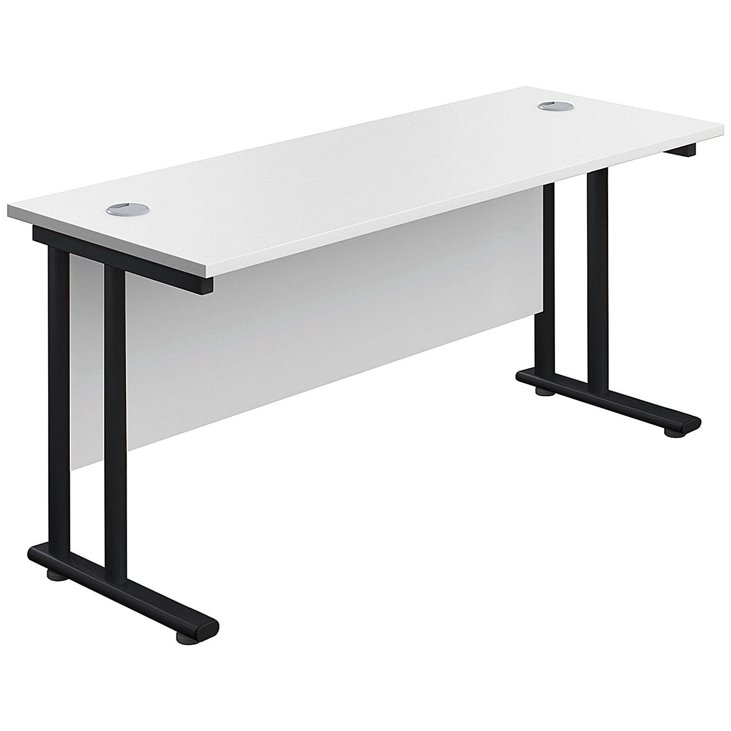 Jemini 1200mm Slim Rectangular Desk, Black Double Upright Cantilever Legs, White Easy2Order : KF822998