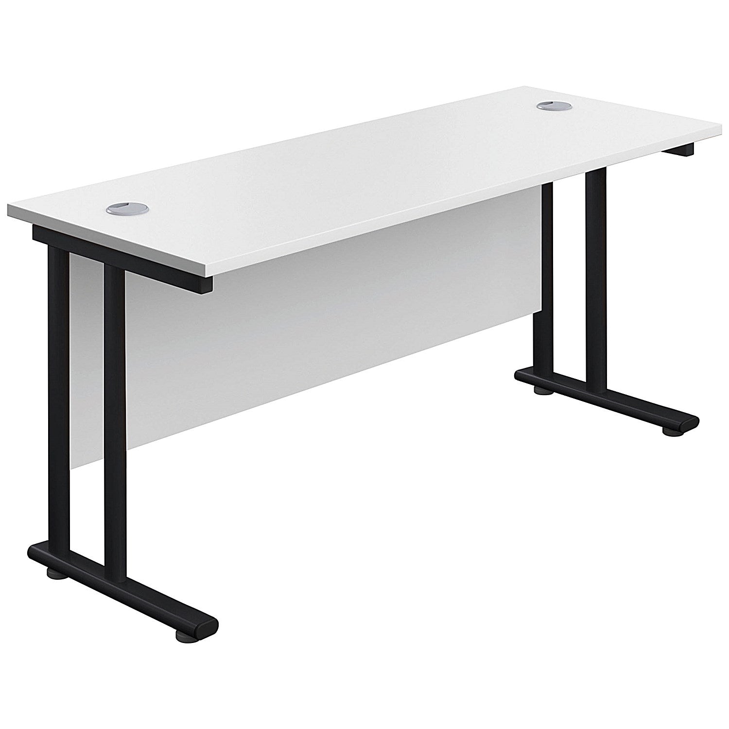 Jemini 1200mm Slim Rectangular Desk, Black Double Upright Cantilever Legs, White Easy2Order : KF822998