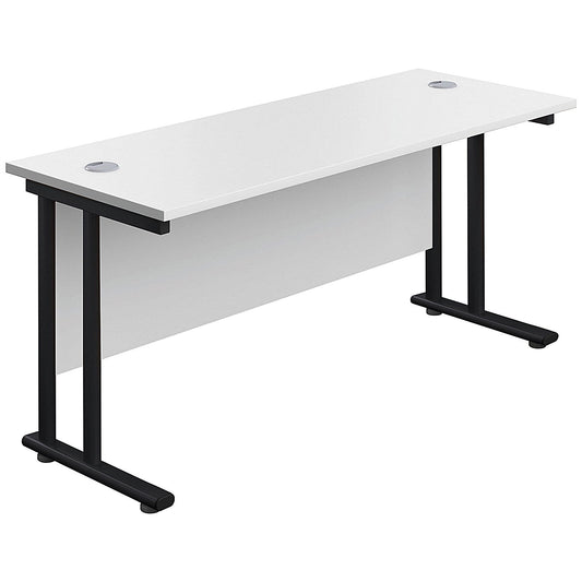Jemini 1200mm Slim Rectangular Desk, Black Double Upright Cantilever Legs, White Easy2Order : KF822998