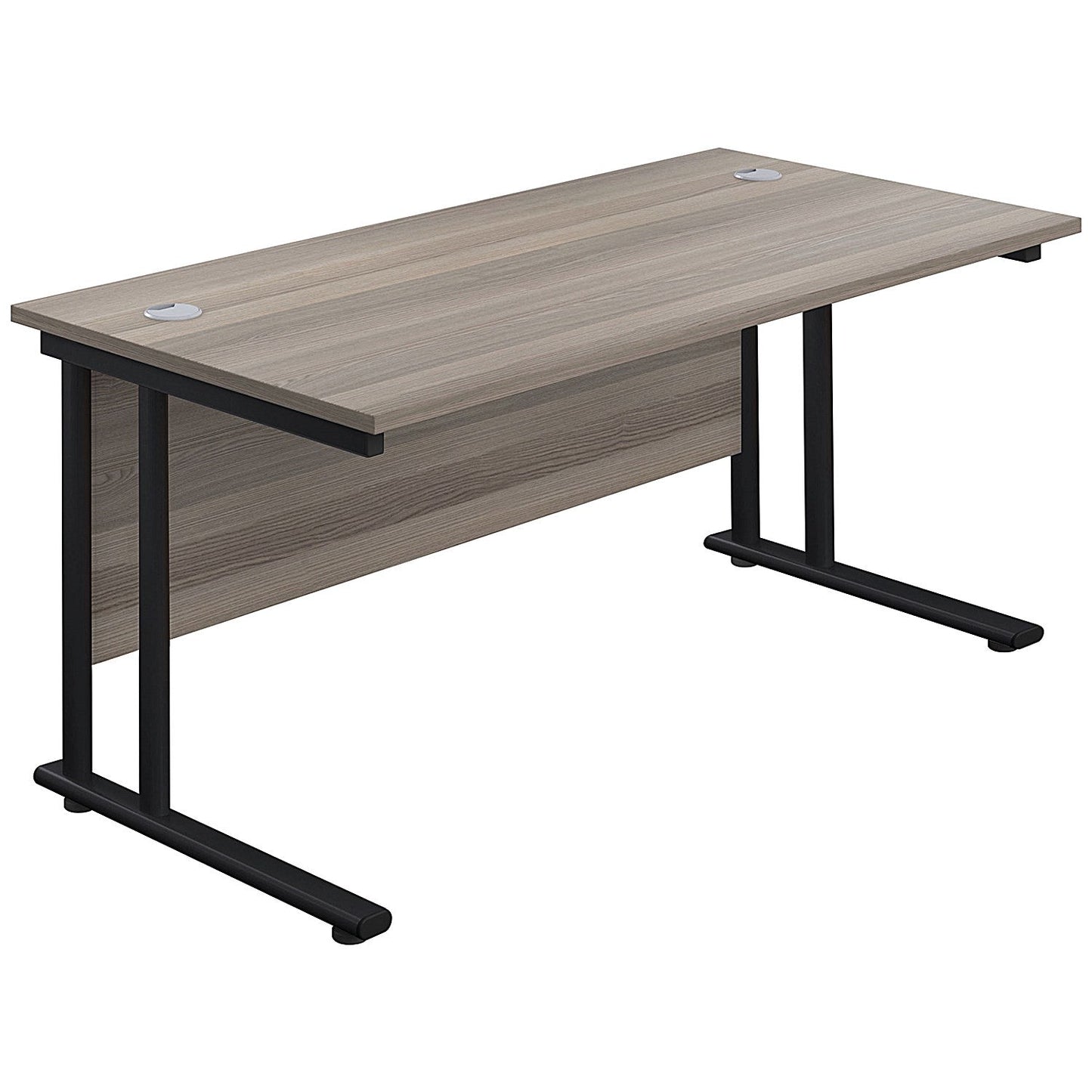 Jemini 1200mm Rectangular Desk, Black Double Upright Cantilever Legs, Grey Oak Easy2Order : KF823032