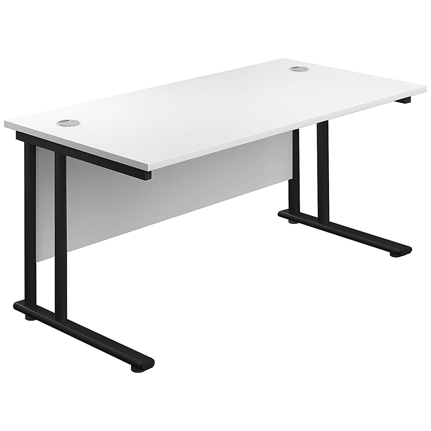 Jemini 1200mm Rectangular Desk, Black Double Upright Cantilever Legs, White Easy2Order : KF823063