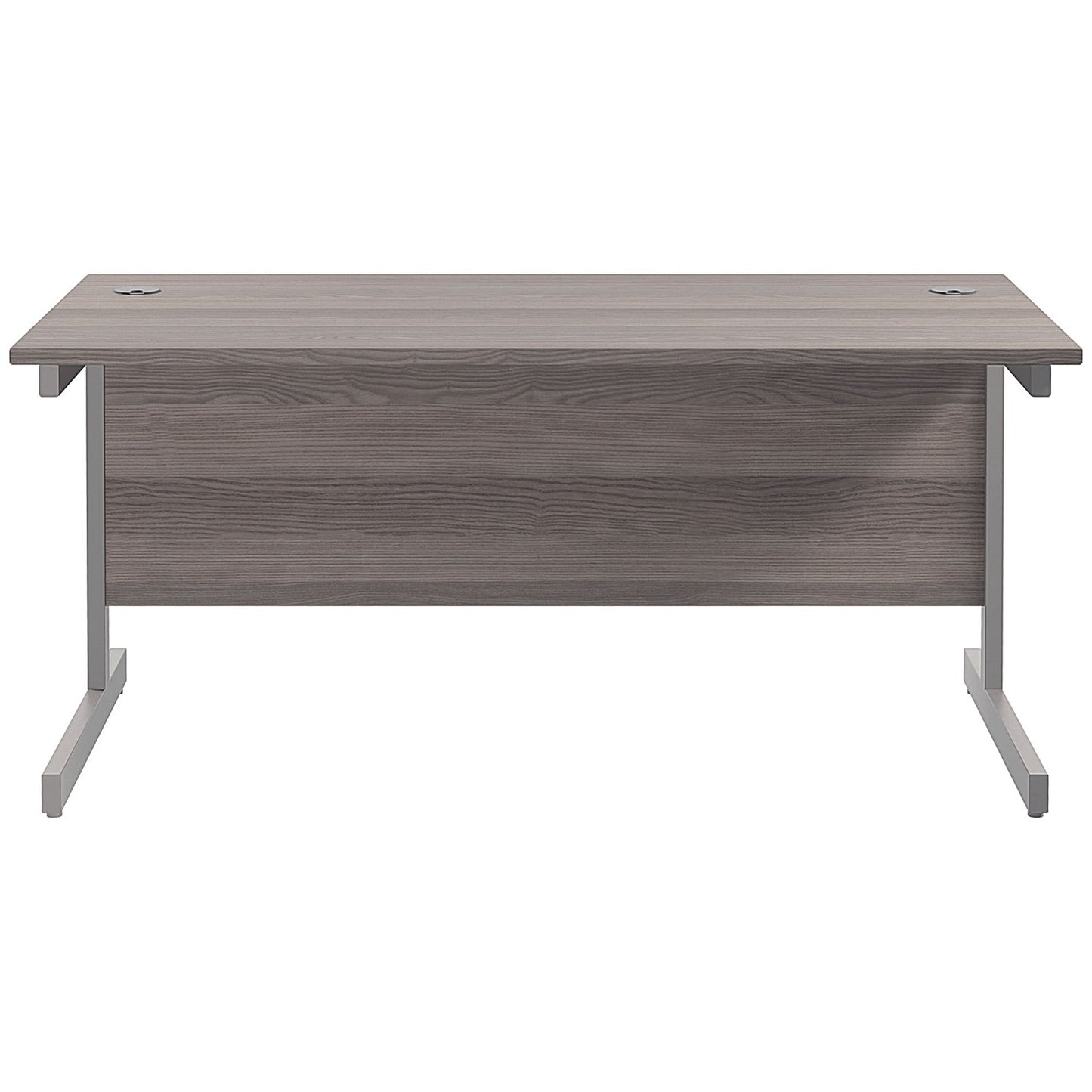 First 1600mm Rectangular Desk, Silver Cantilever Legs, Grey Oak, With 2 Drawer Mobile Pedestal