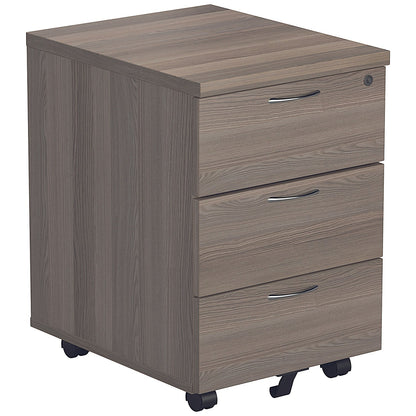 First 1600mm Rectangular Desk, Silver Cantilever Legs, Grey Oak, With 3 Drawer Mobile Pedestal