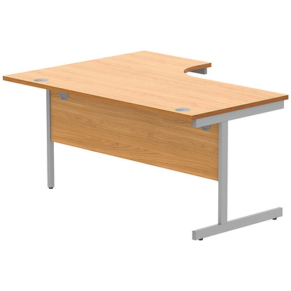 Astin 1600mm Corner Desk, Right Hand, Silver Cantilever Legs, Beech