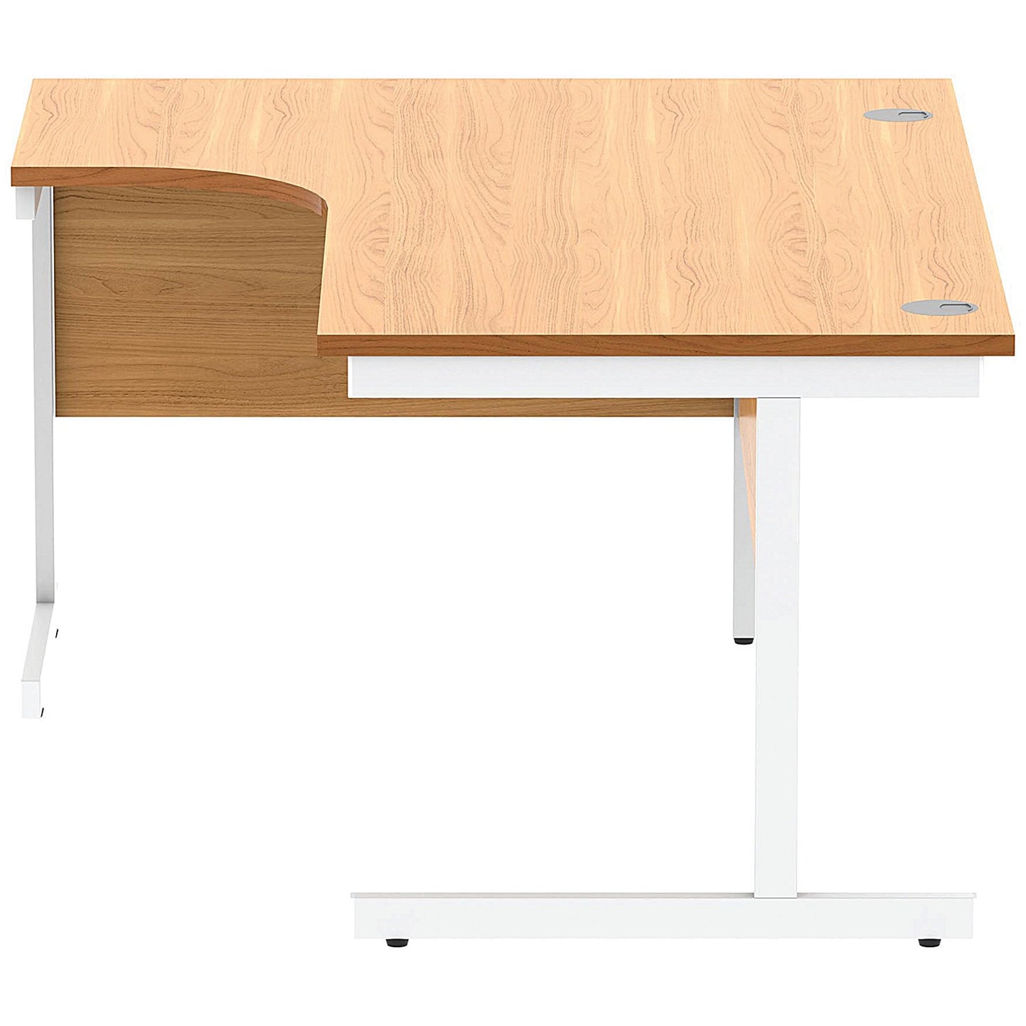 Astin 1600mm Corner Desk, Left Hand, White Cantilever Legs, Beech