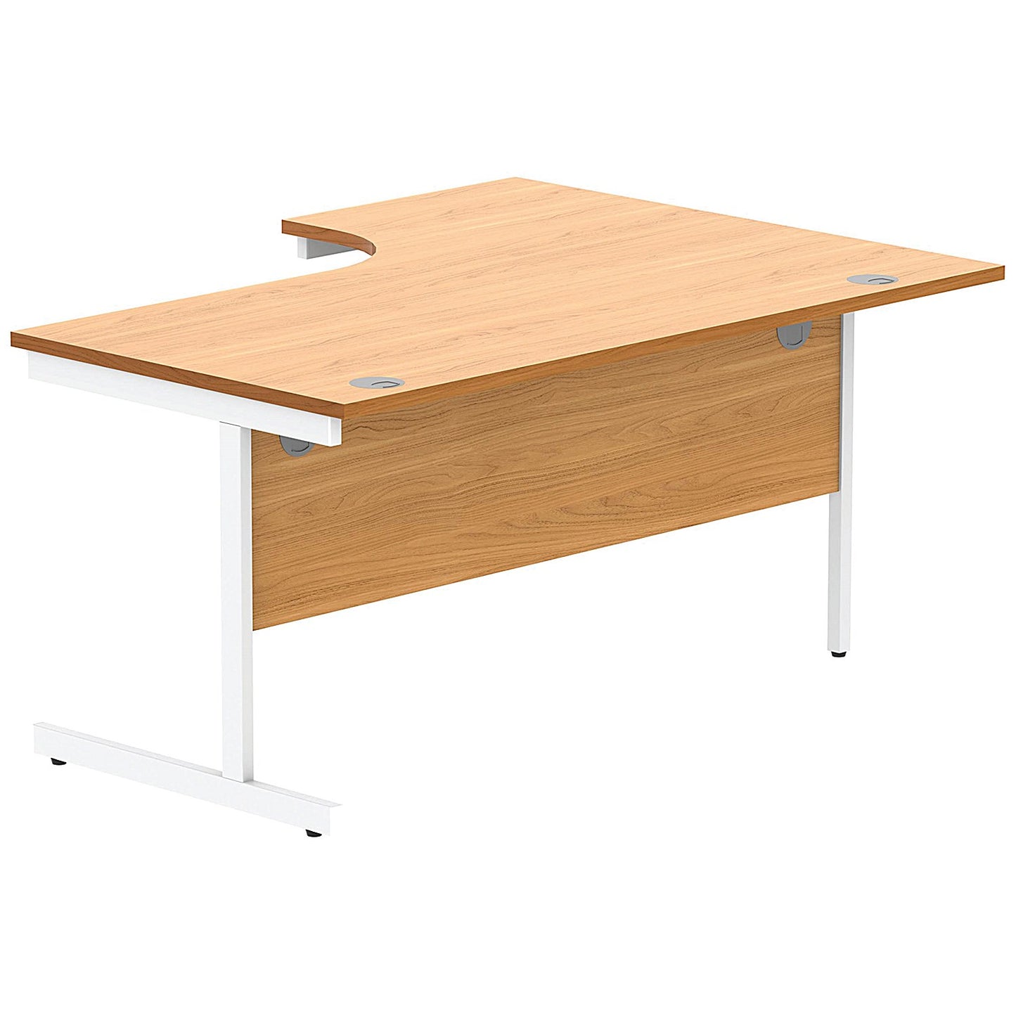 Astin 1600mm Corner Desk, Left Hand, White Cantilever Legs, Beech