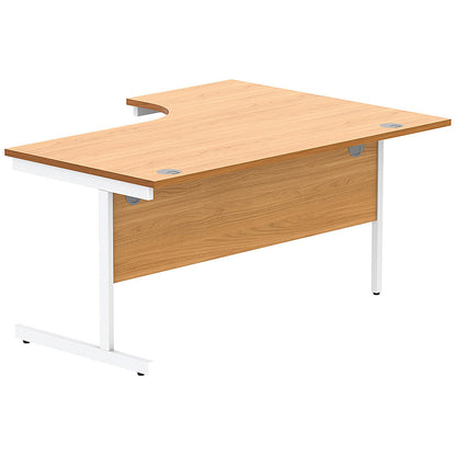 Astin 1600mm Corner Desk, Left Hand, White Cantilever Legs, Beech