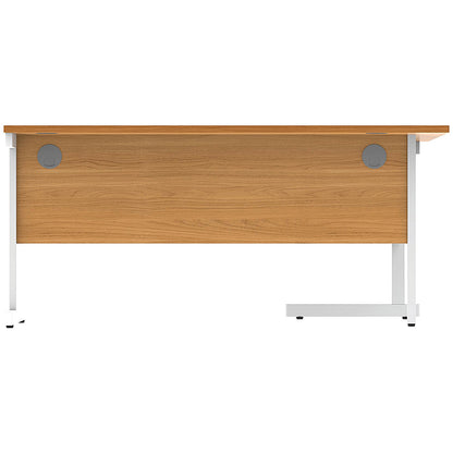 Astin 1600mm Corner Desk, Left Hand, White Cantilever Legs, Beech