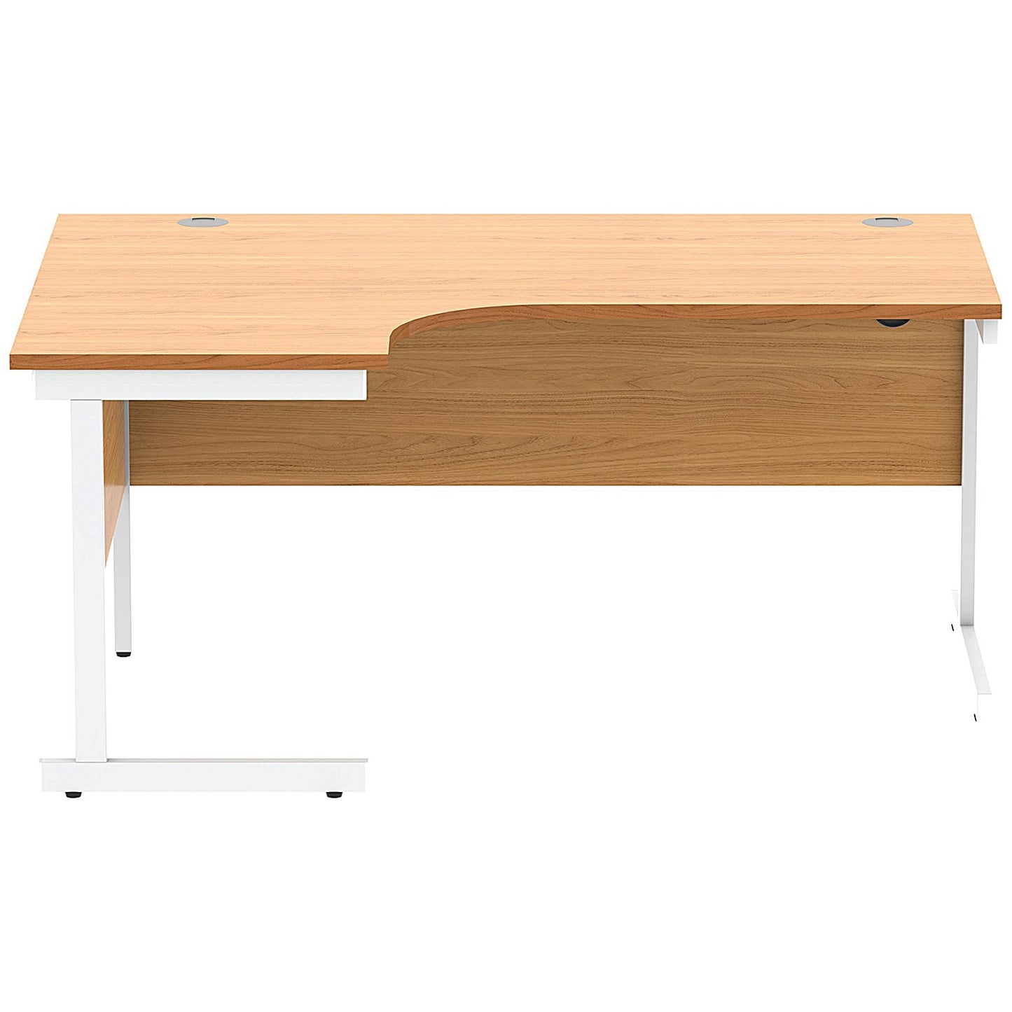 Astin 1600mm Corner Desk, Left Hand, White Cantilever Legs, Beech