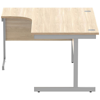 Astin 1600mm Corner Desk, Left Hand, Silver Cantilever Legs, Oak