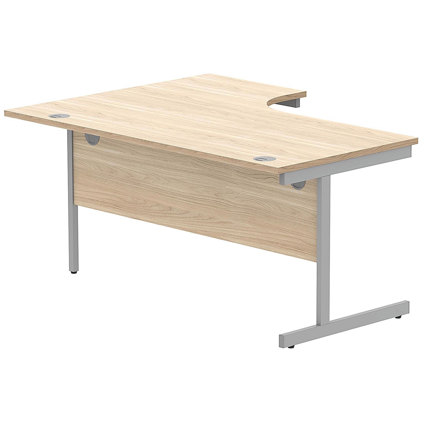Astin 1600mm Corner Desk, Right Hand, Silver Cantilever Legs, Oak