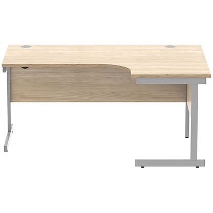 Astin 1600mm Corner Desk, Right Hand, Silver Cantilever Legs, Oak