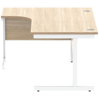 Astin 1600mm Corner Desk, Left Hand, White Cantilever Legs, Oak