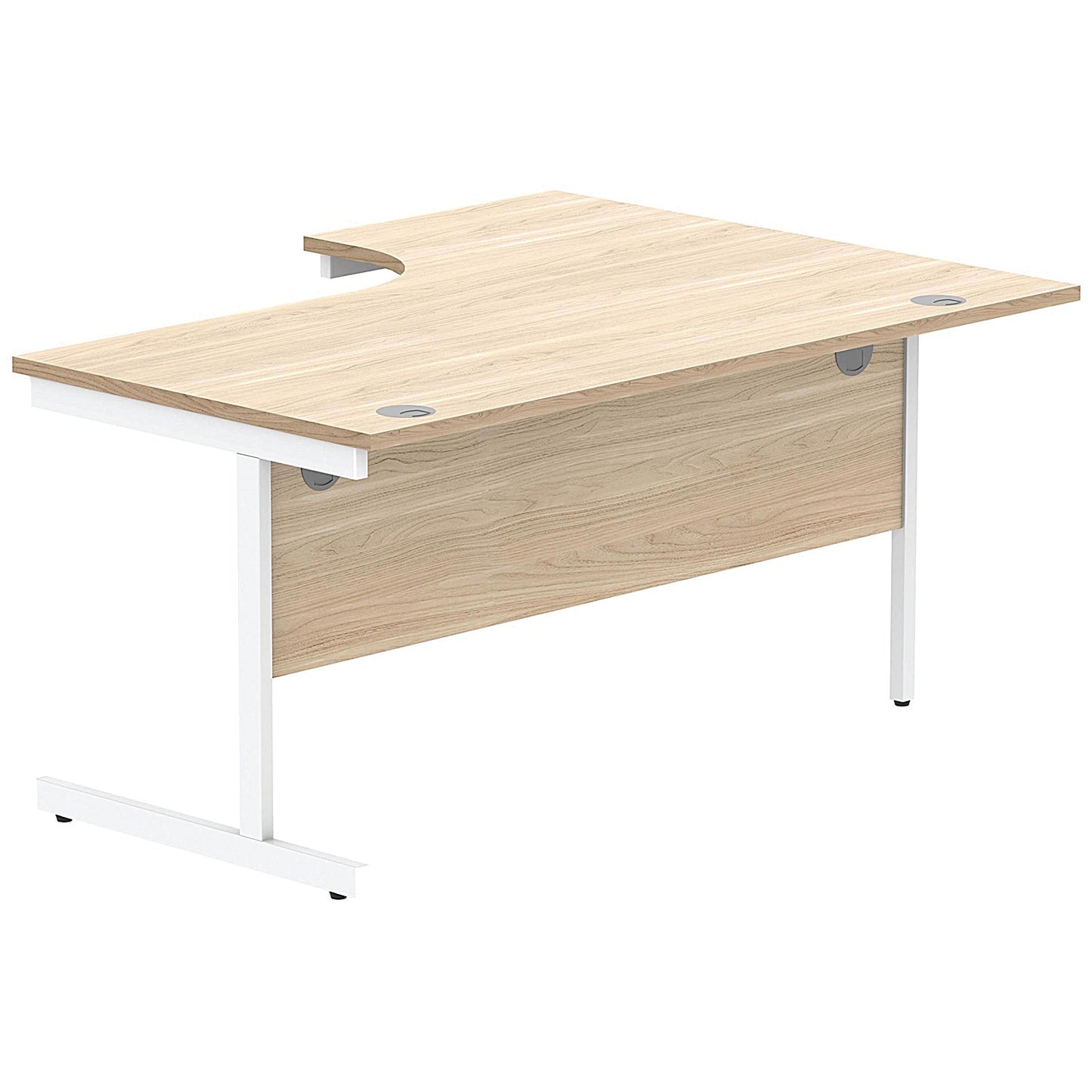 Astin 1600mm Corner Desk, Left Hand, White Cantilever Legs, Oak