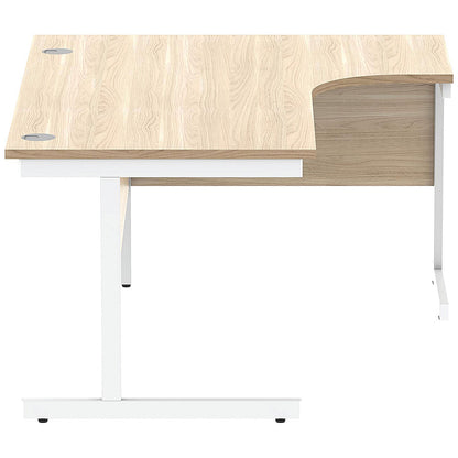 Astin 1600mm Corner Desk, Right Hand, White Cantilever Legs, Oak
