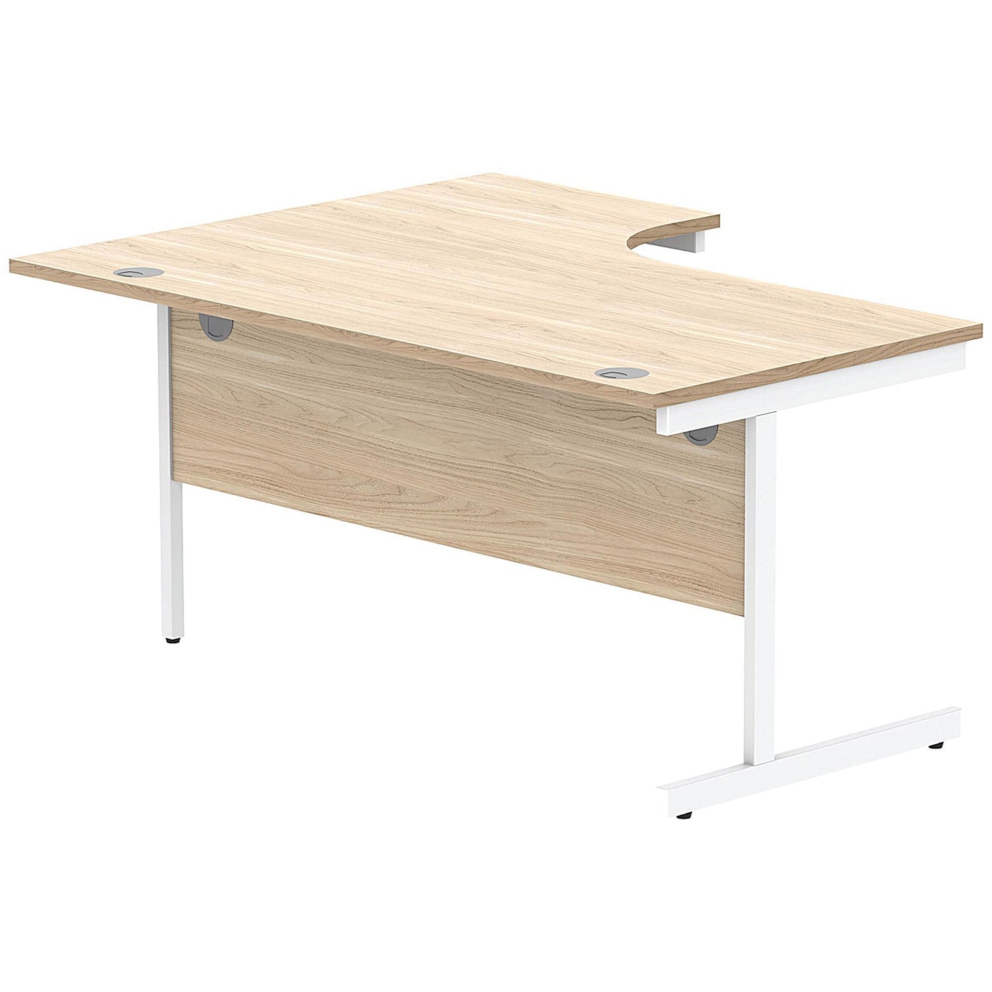 Astin 1600mm Corner Desk, Right Hand, White Cantilever Legs, Oak