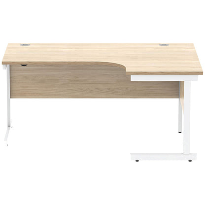 Astin 1600mm Corner Desk, Right Hand, White Cantilever Legs, Oak