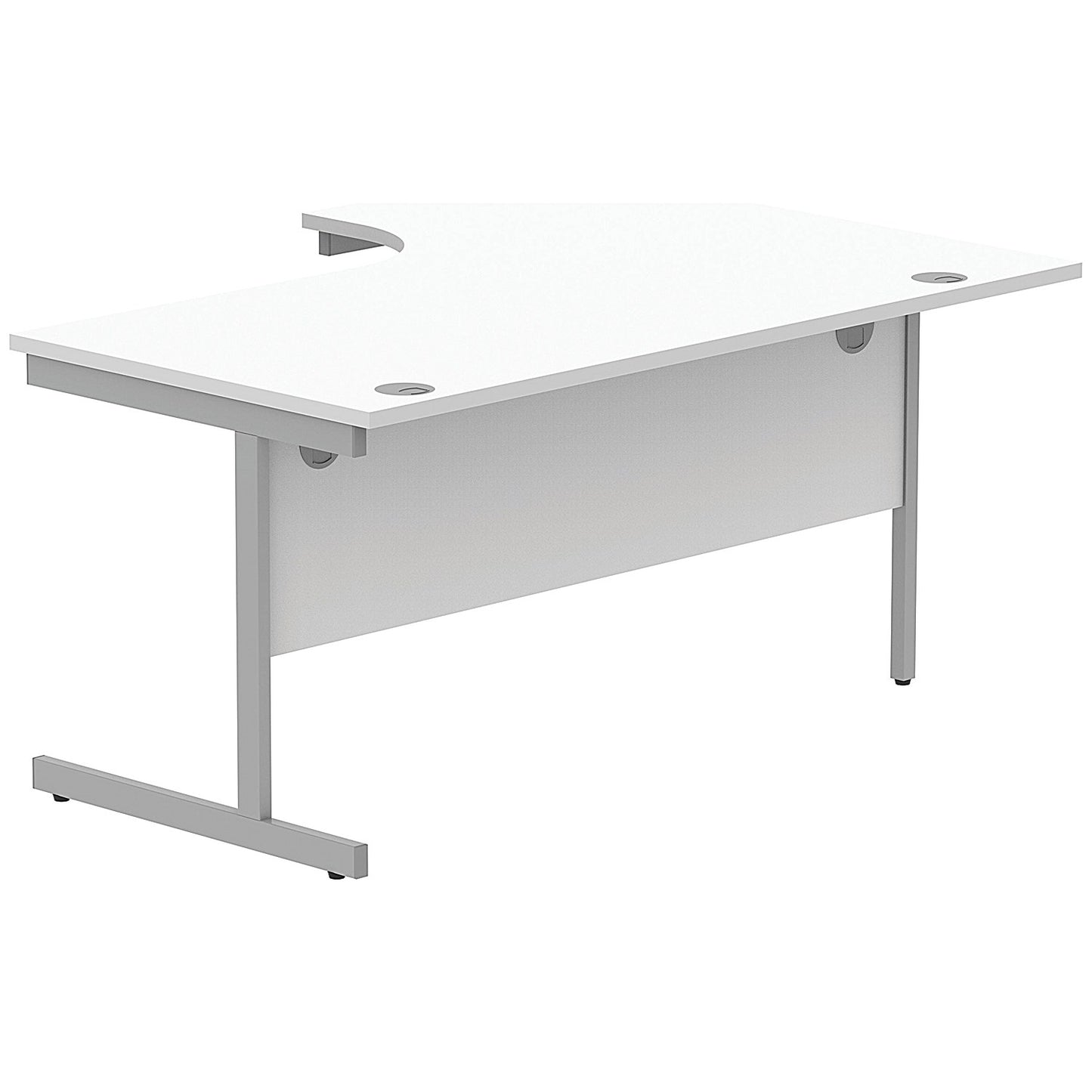 Astin 1600mm Corner Desk, Left Hand, Silver Cantilever Legs, White