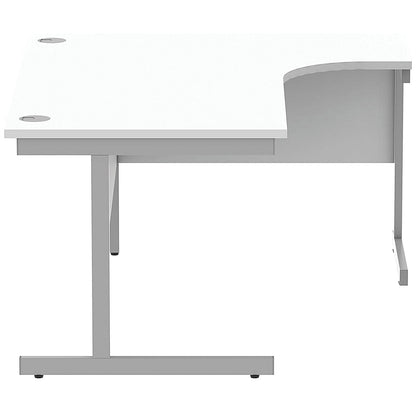 Astin 1600mm Corner Desk, Right Hand, Silver Cantilever Legs, White