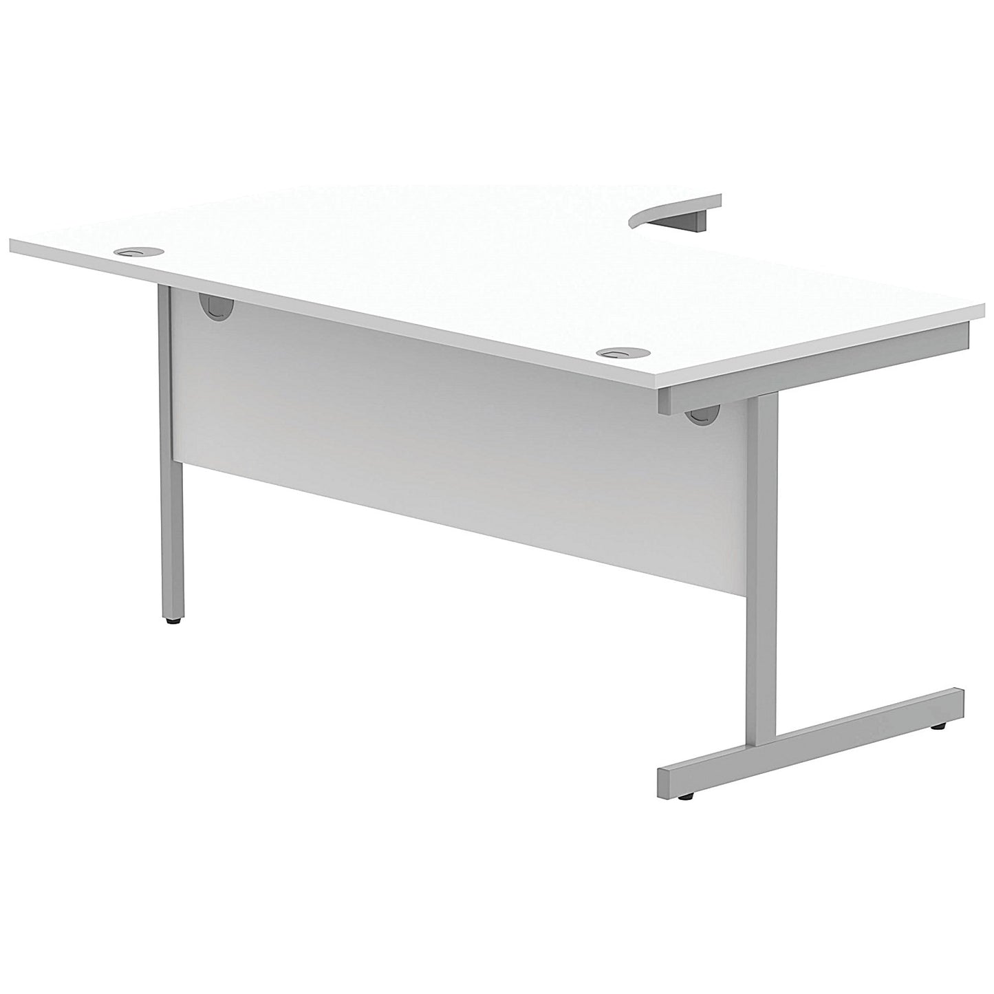 Astin 1600mm Corner Desk, Right Hand, Silver Cantilever Legs, White