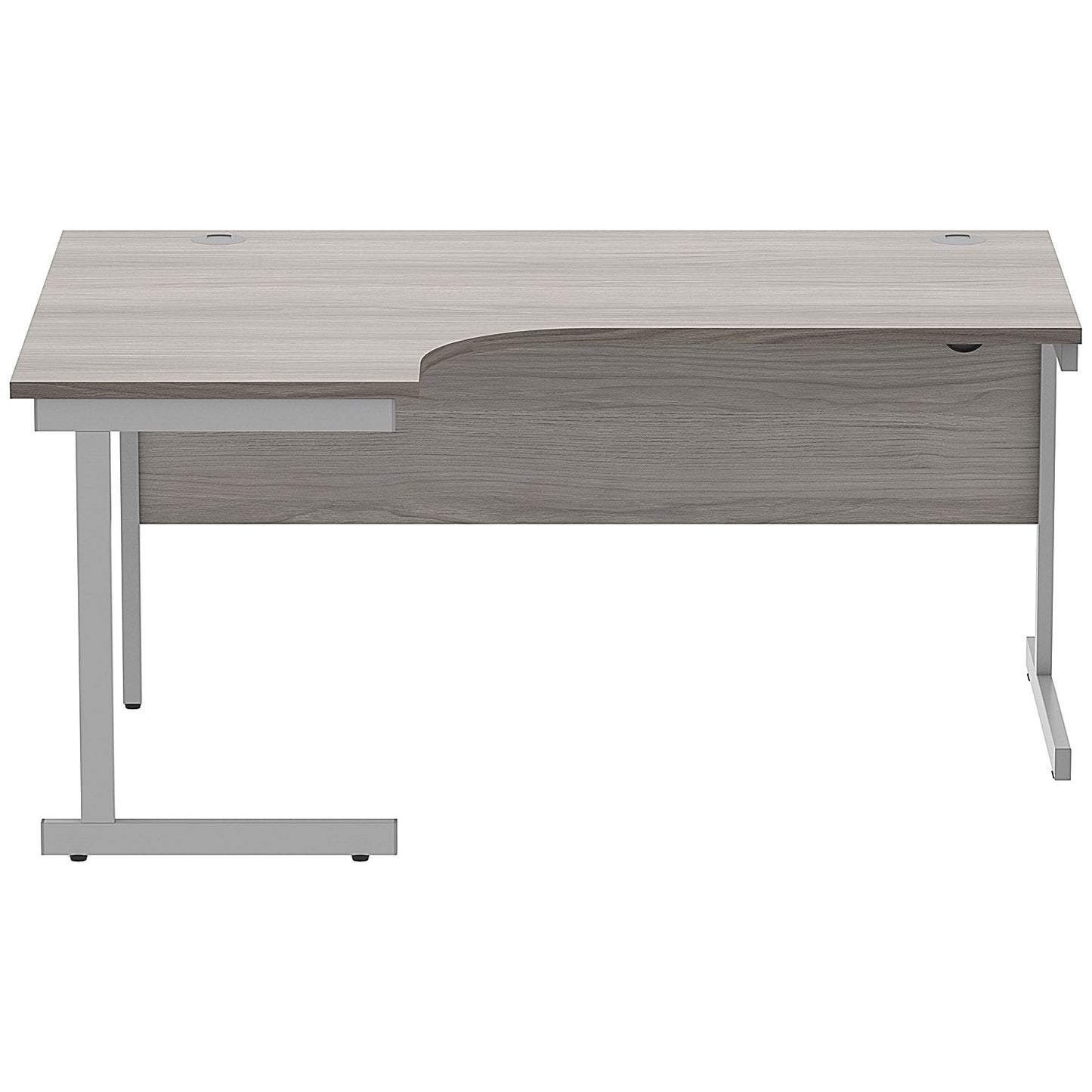 Astin 1600mm Corner Desk, Left Hand, Silver Cantilever Legs, Grey Oak