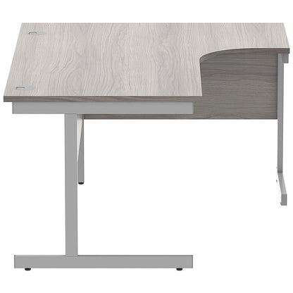 Astin 1600mm Corner Desk, Right Hand, Silver Cantilever Legs, Grey Oak