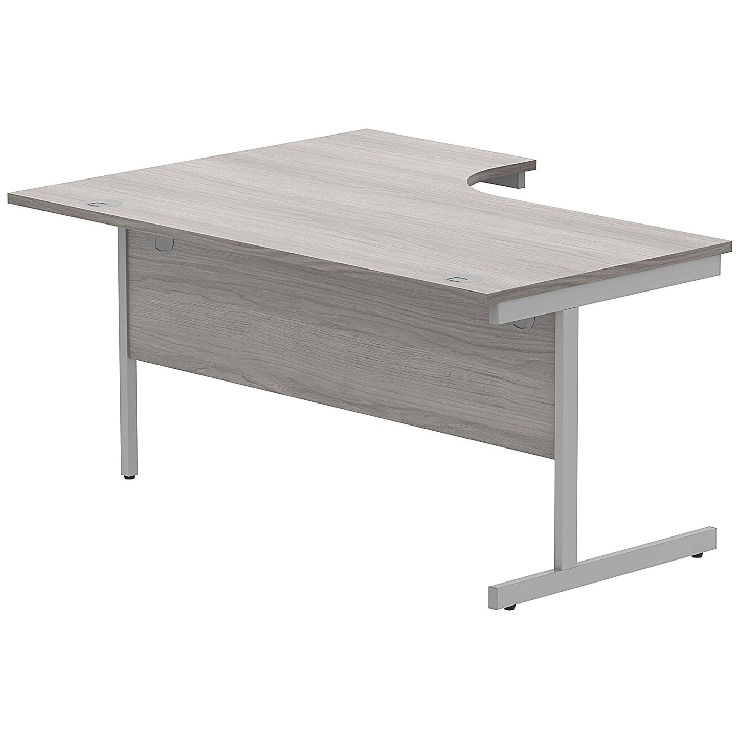 Astin 1600mm Corner Desk, Right Hand, Silver Cantilever Legs, Grey Oak