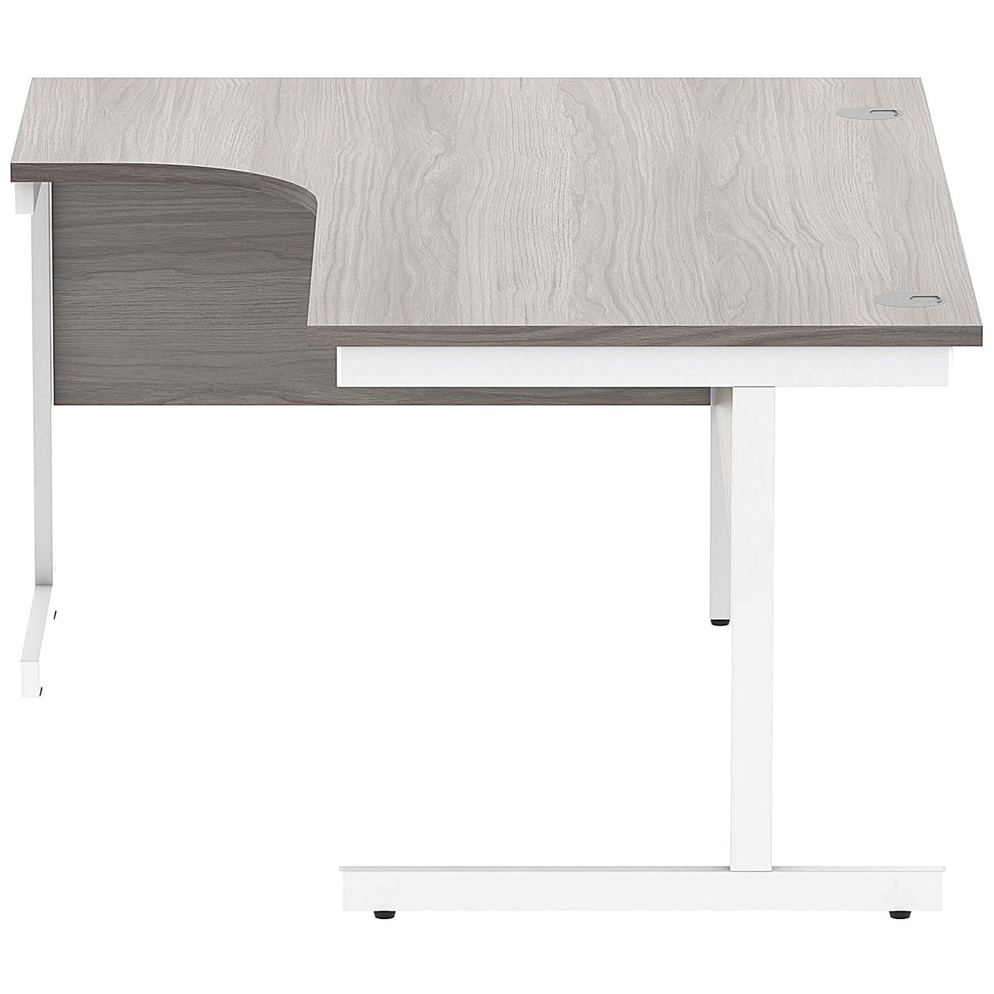 Astin 1600mm Corner Desk, Left Hand, White Cantilever Legs, Grey Oak