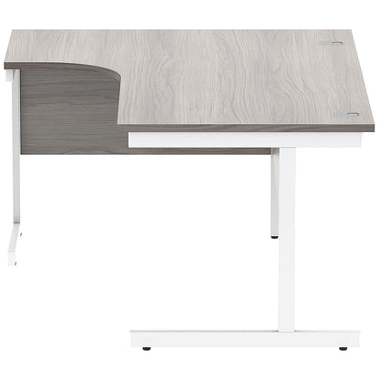 Astin 1600mm Corner Desk, Left Hand, White Cantilever Legs, Grey Oak