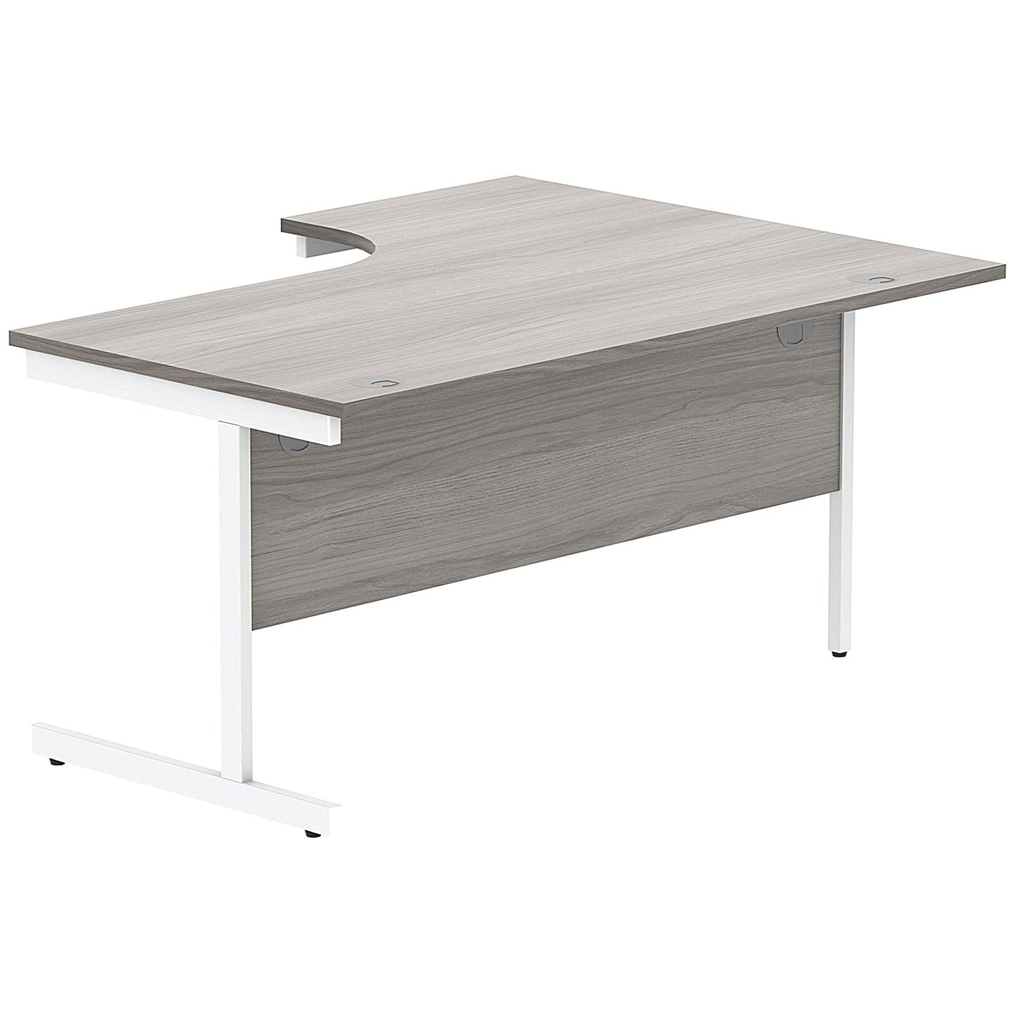 Astin 1600mm Corner Desk, Left Hand, White Cantilever Legs, Grey Oak