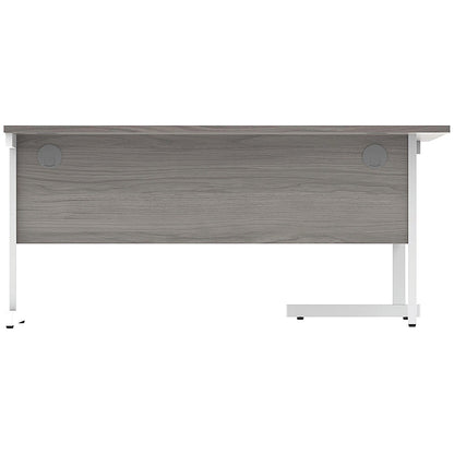 Astin 1600mm Corner Desk, Left Hand, White Cantilever Legs, Grey Oak