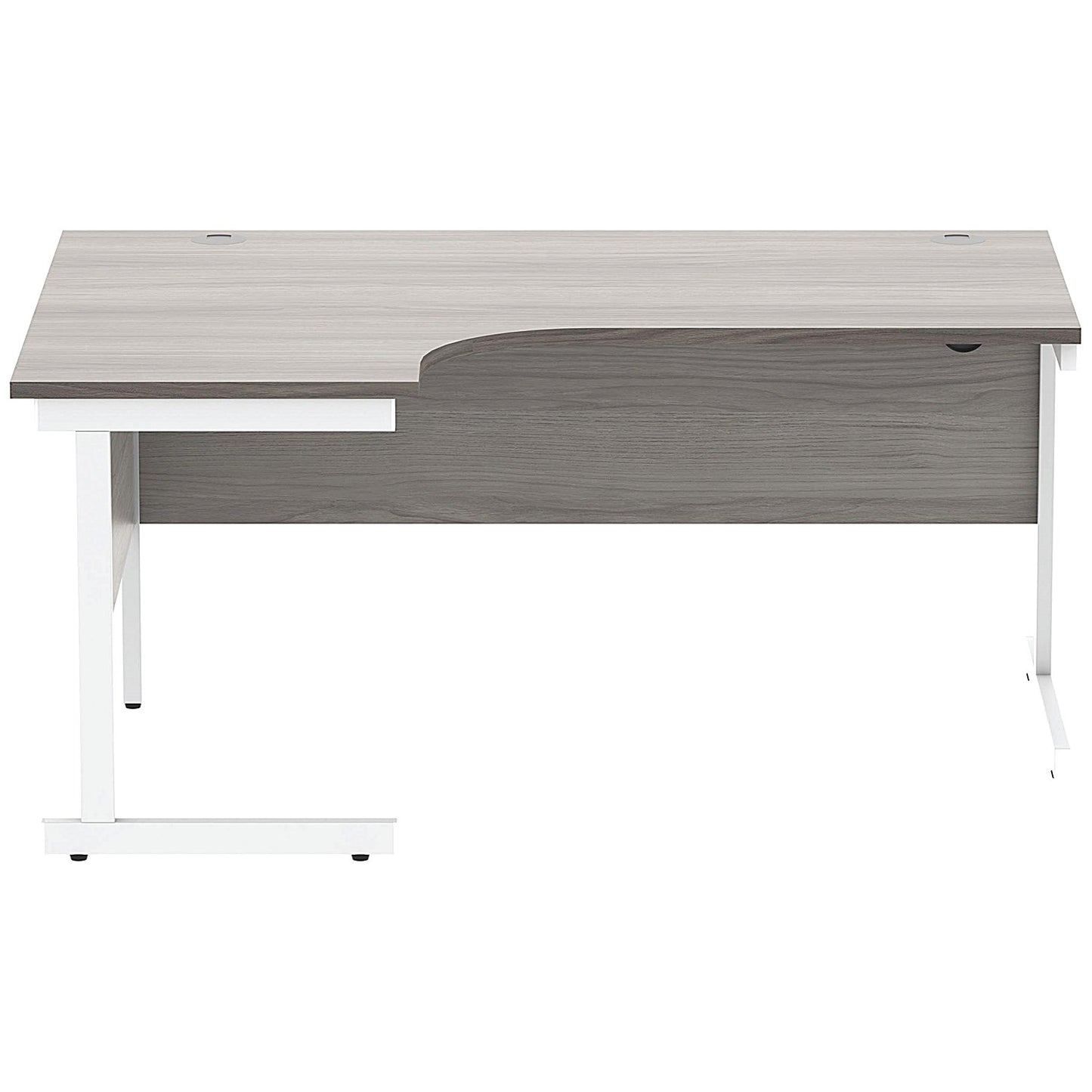 Astin 1600mm Corner Desk, Left Hand, White Cantilever Legs, Grey Oak