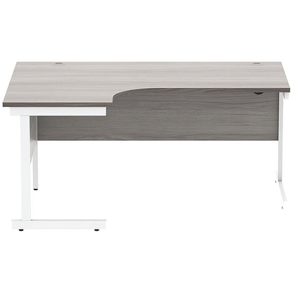 Astin 1600mm Corner Desk, Left Hand, White Cantilever Legs, Grey Oak