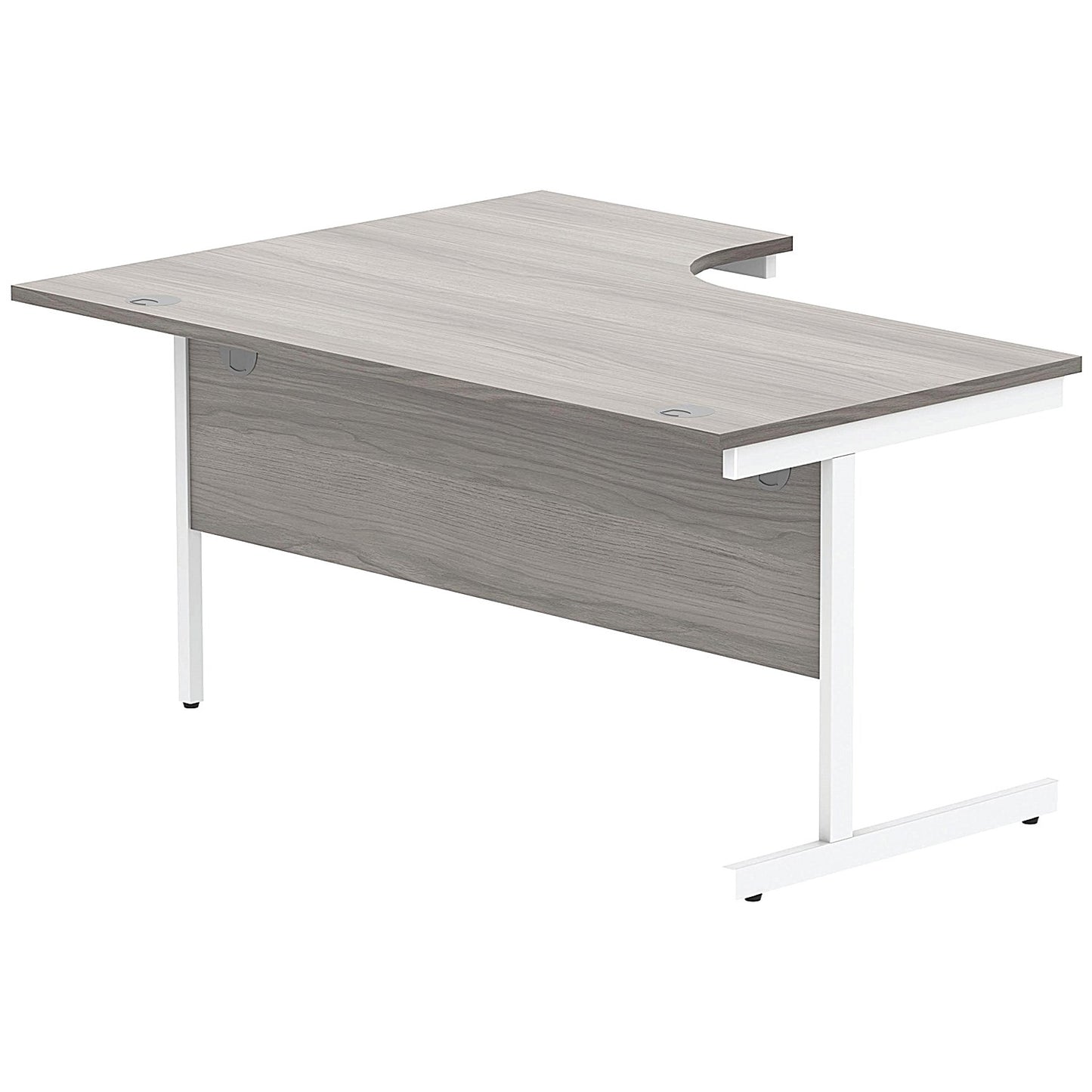 Astin 1600mm Corner Desk, Right Hand, White Cantilever Legs, Grey Oak