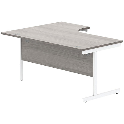 Astin 1600mm Corner Desk, Right Hand, White Cantilever Legs, Grey Oak