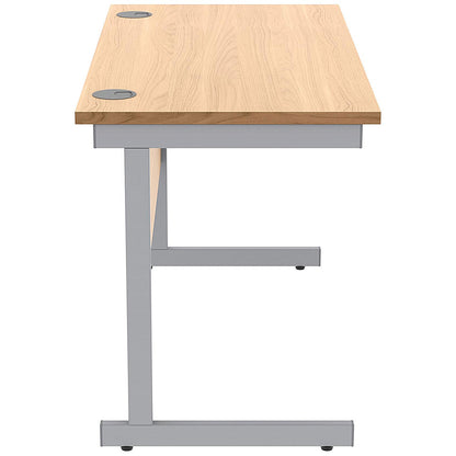 Astin 1200mm Slim Rectangular Desk, Silver Cantilever Legs, Beech