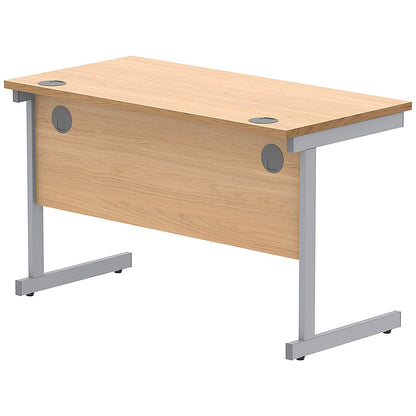 Astin 1200mm Slim Rectangular Desk, Silver Cantilever Legs, Beech