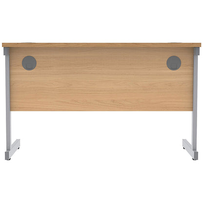 Astin 1200mm Slim Rectangular Desk, Silver Cantilever Legs, Beech