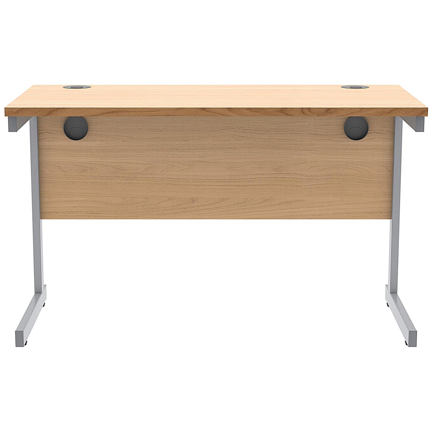 Astin 1200mm Slim Rectangular Desk, Silver Cantilever Legs, Beech