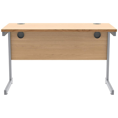 Astin 1200mm Slim Rectangular Desk, Silver Cantilever Legs, Beech