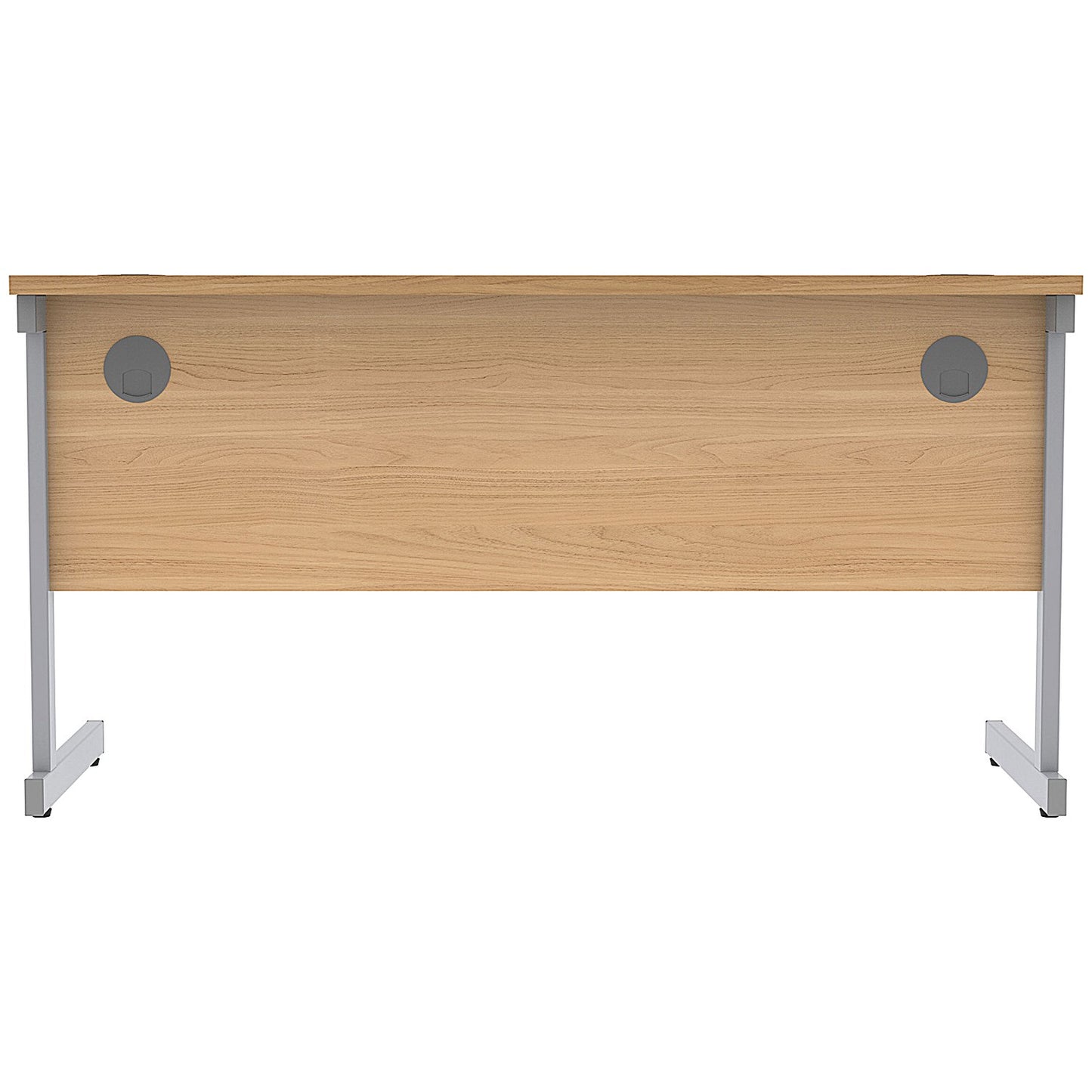 Astin 1400mm Slim Rectangular Desk, Silver Cantilever Legs, Beech