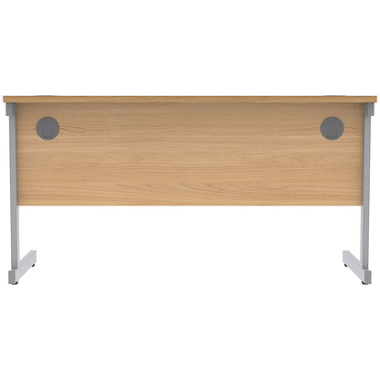 Astin 1400mm Slim Rectangular Desk, Silver Cantilever Legs, Beech