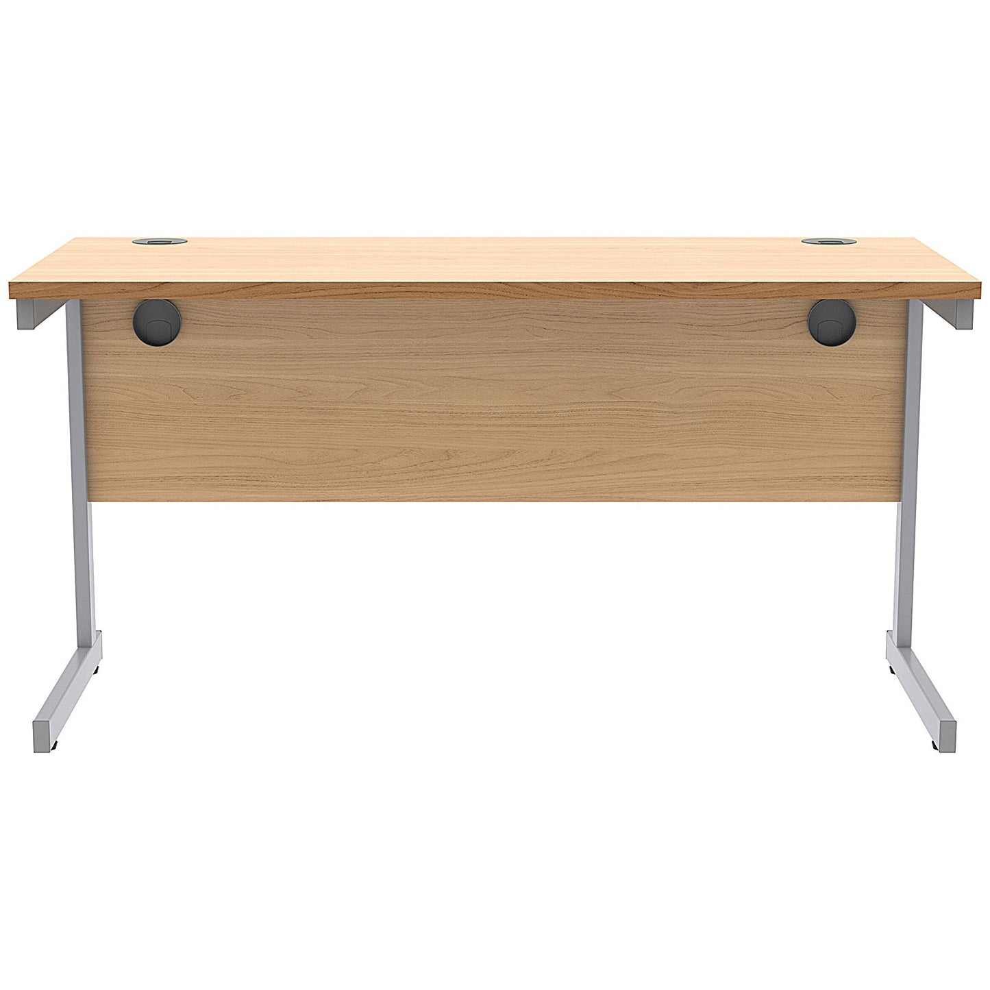 Astin 1400mm Slim Rectangular Desk, Silver Cantilever Legs, Beech