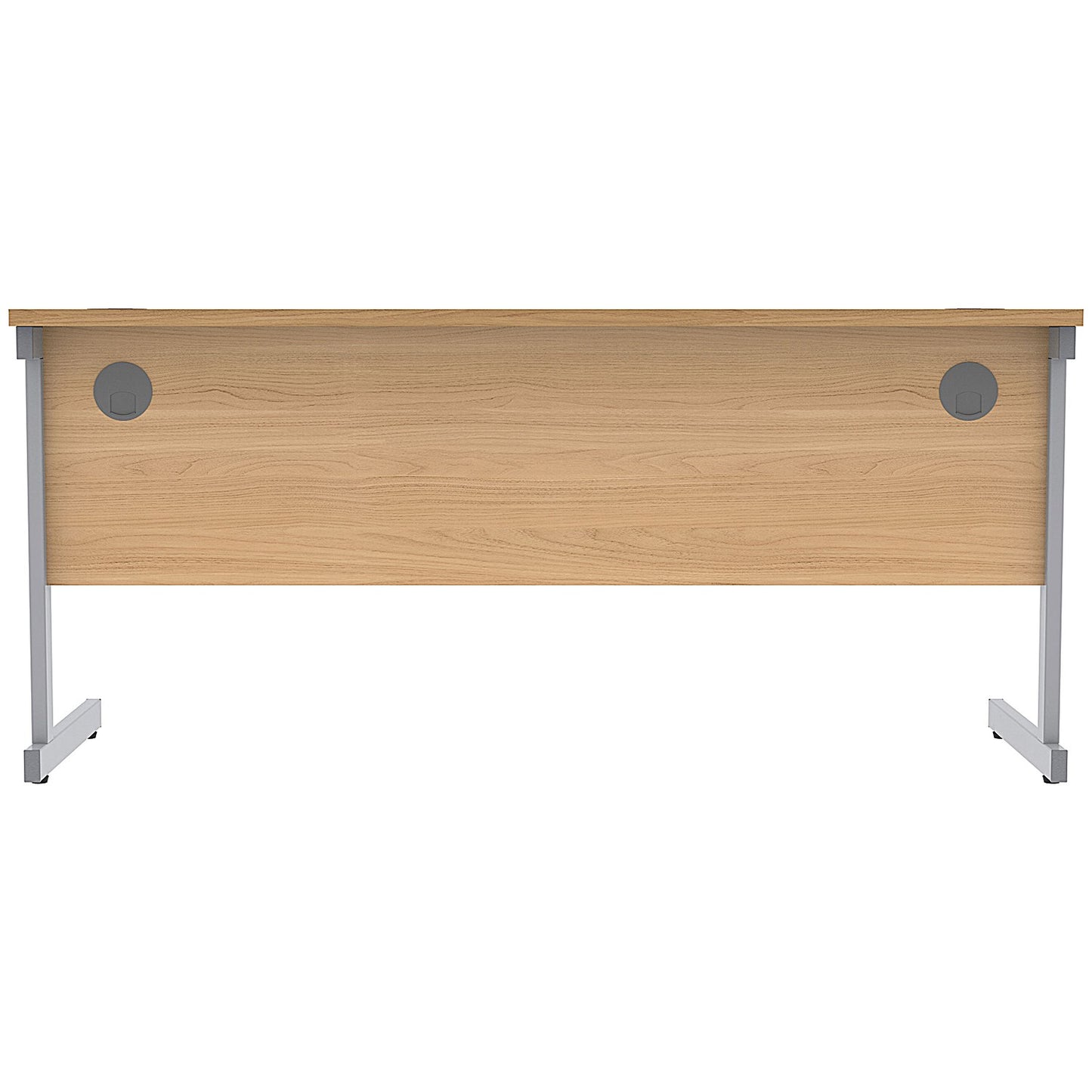 Astin 1600mm Slim Rectangular Desk, Silver Cantilever Legs, Beech