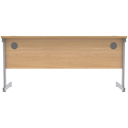 Astin 1600mm Slim Rectangular Desk, Silver Cantilever Legs, Beech