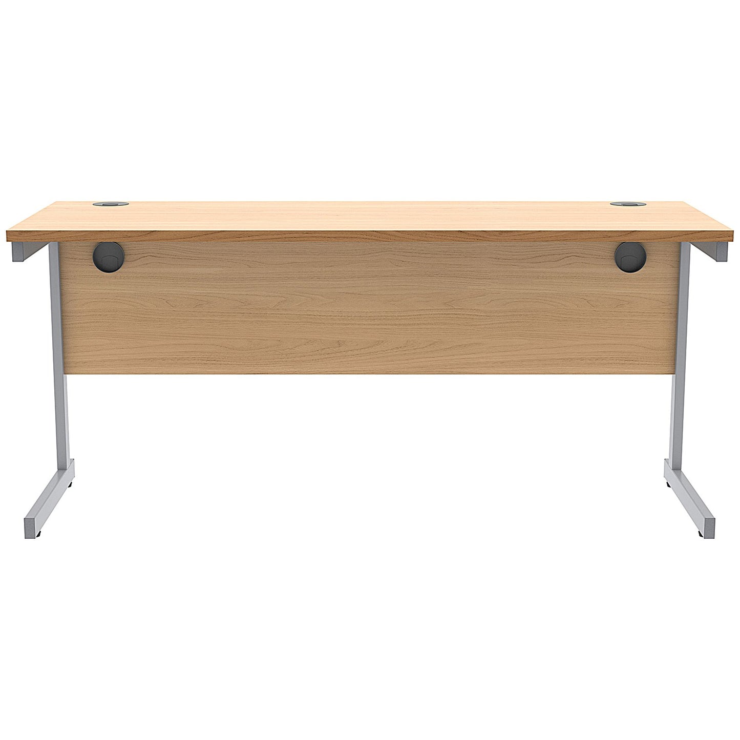 Astin 1600mm Slim Rectangular Desk, Silver Cantilever Legs, Beech