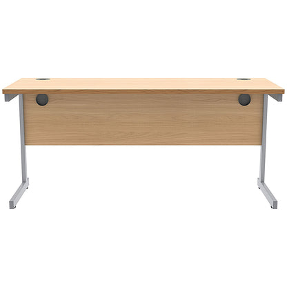 Astin 1600mm Slim Rectangular Desk, Silver Cantilever Legs, Beech