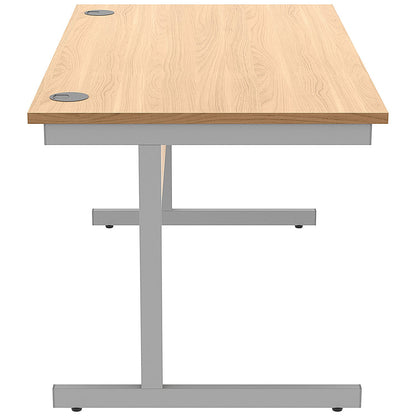 Astin 1400mm Rectangular Desk, Silver Cantilever Legs, Beech